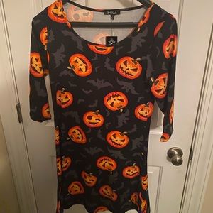 NWT Halloween 8 of Hearts  Black Dress with Jack O Lanterns Stretchy Fun Small